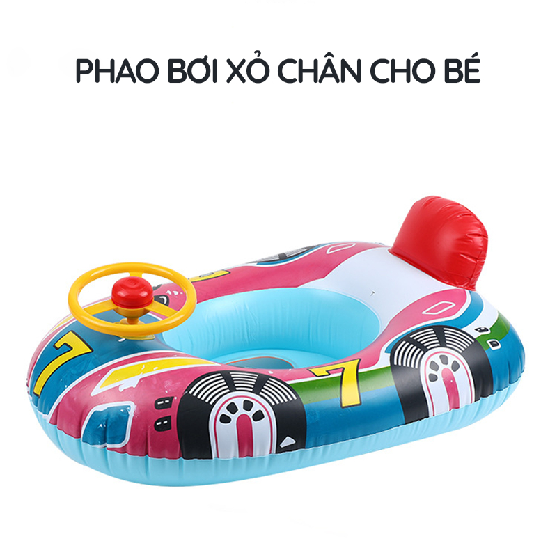 Phao bơi hình ô tô có bánh lái kèm còi cho bé yêu