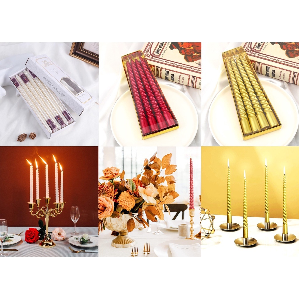 Nến Cây Premium , Nến Sáp Xoắn Cao Cấp Phong Cách Vintage Thích Hợp Trang Trí Bàn Ăn , Trang Trí Tiệc Cưới , Giáng Sinh