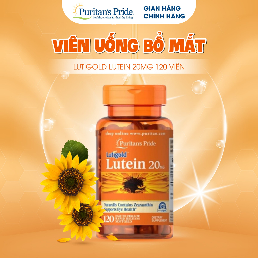 Viên uống tăng cường thị lực, chống ánh sáng xanh Lutein 20mg Puritan's Pride 60-120 viên