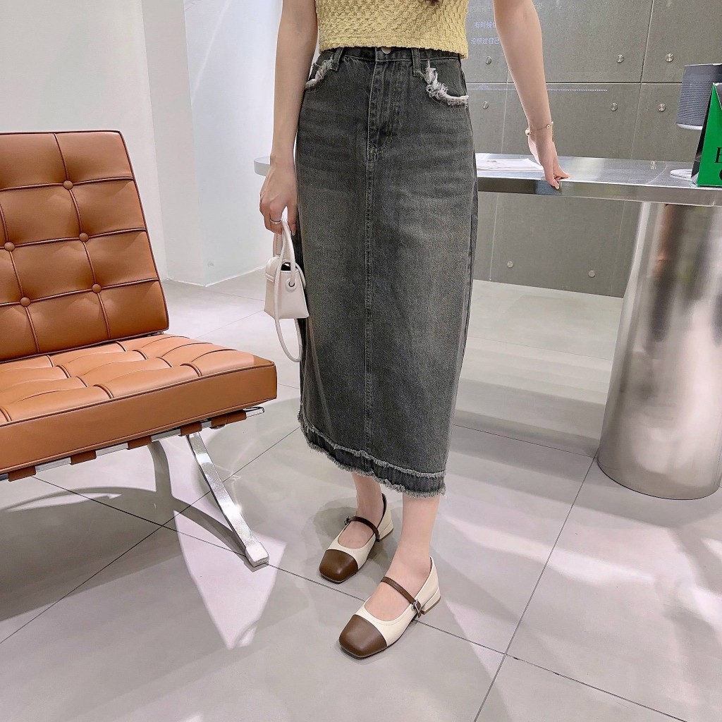 Giày Búp Bê, Giày Đế Vuông Phối Dây 2 Phân Thời Trang DS DESI 2356-2