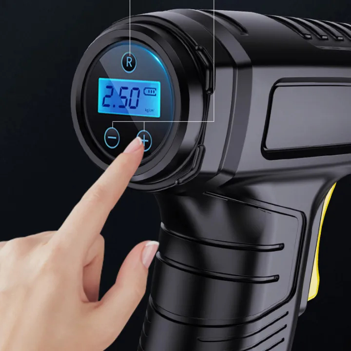 Máy bơm điện không dây Máy bơm không dây cầm tay máy bơm lốp ô tô Phát hiện áp suất thông minh có đèn LED Thích hợp cho