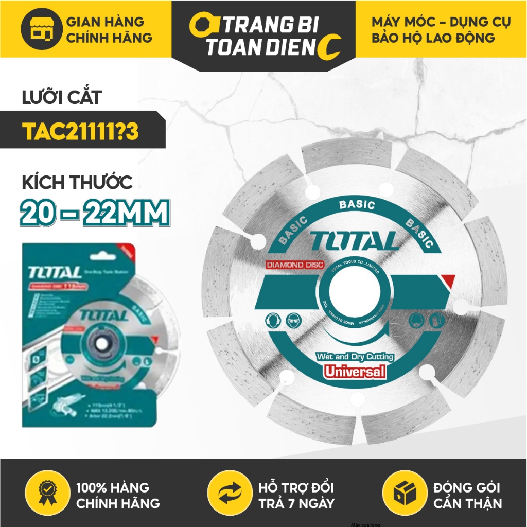 Lưỡi cắt gạch Total TAC2111103 / TAC2111153 có phủ kim nhân tạo đĩa 110x20mm / 115x22mm Đá cắt gạch