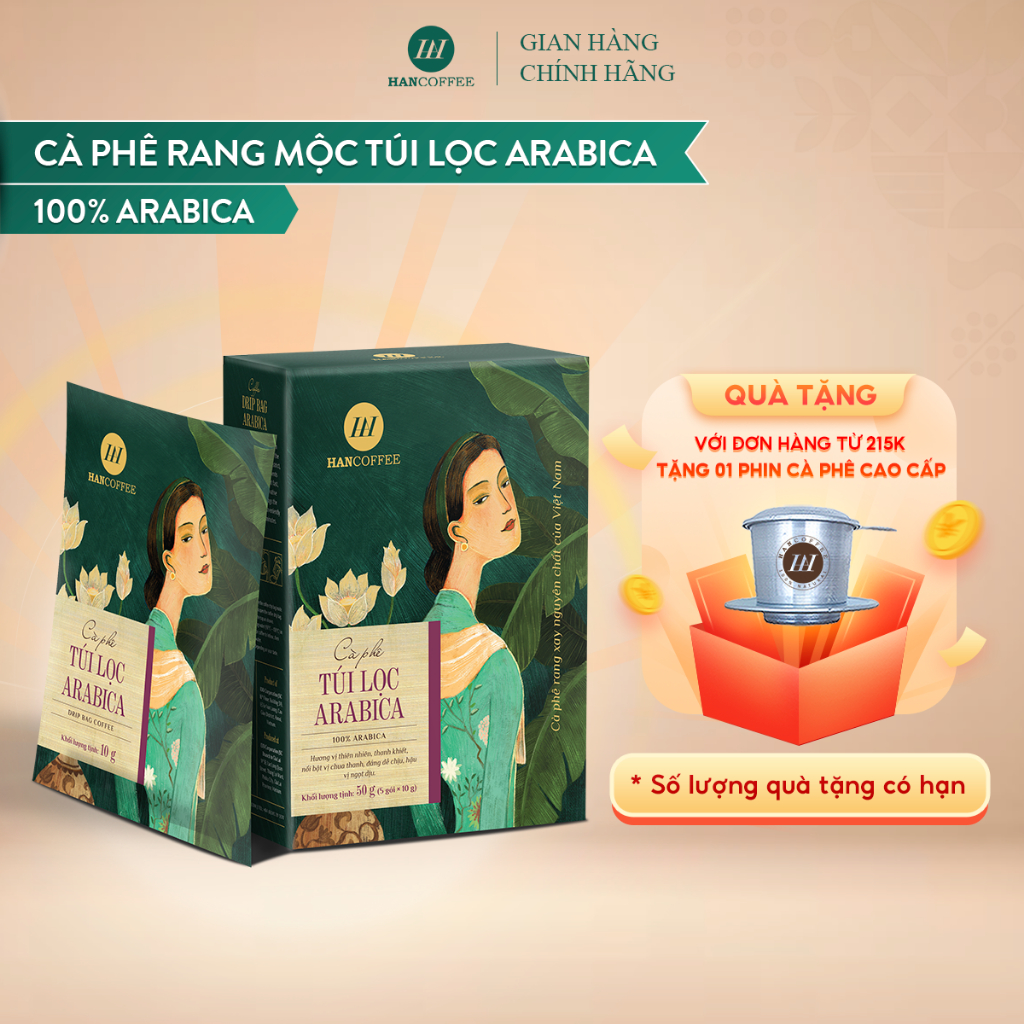 Cà Phê Túi Lọc Arabica HANCOFFEE Đắng Êm Chuyển Ngọt, Chua Nhẹ Hộp 5 gói - HND1S