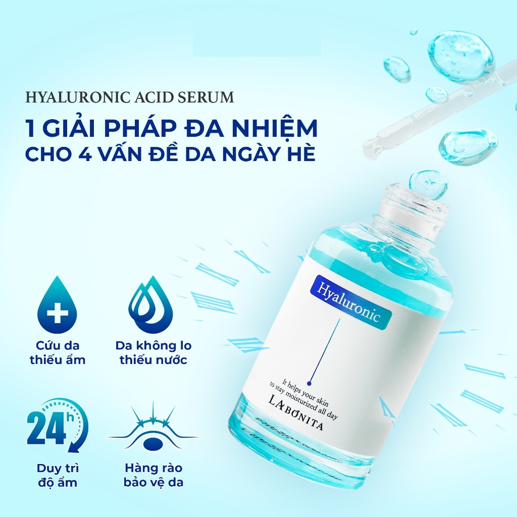 Serum HA Dưỡng Ẩm Căng Bóng & Tăng Độ Đàn Hồi -LA BONITA Vital Hyaluronic Acid Serum 50ml