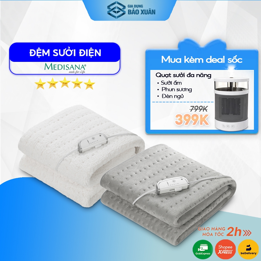 Đệm điện Medisana Nệm sưởi ấm mùa đông chất liệu cotton chăm sóc sức khỏe - Nhập Đức chính hãng