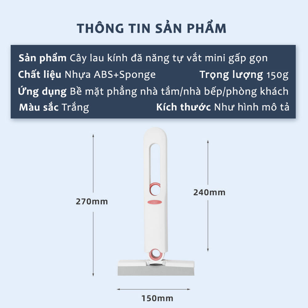Cây Lau Bếp GODWELL Tự Vắt Thông Minh 25cm Cây Lau Kính Siêu Thấm Hút Đa Năng, Gập Gọn Tiện Lợi - LK01