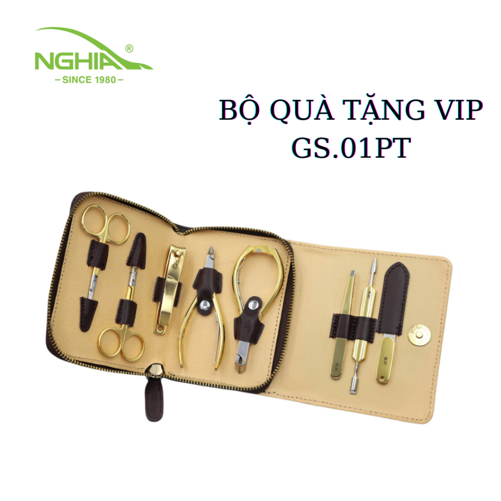 Bộ Quà Tặng Chăm Sóc Móng 8 Sản Phẩm Mạ Vàng 24K Cao Cấp Kềm Nghĩa GS.01 PT