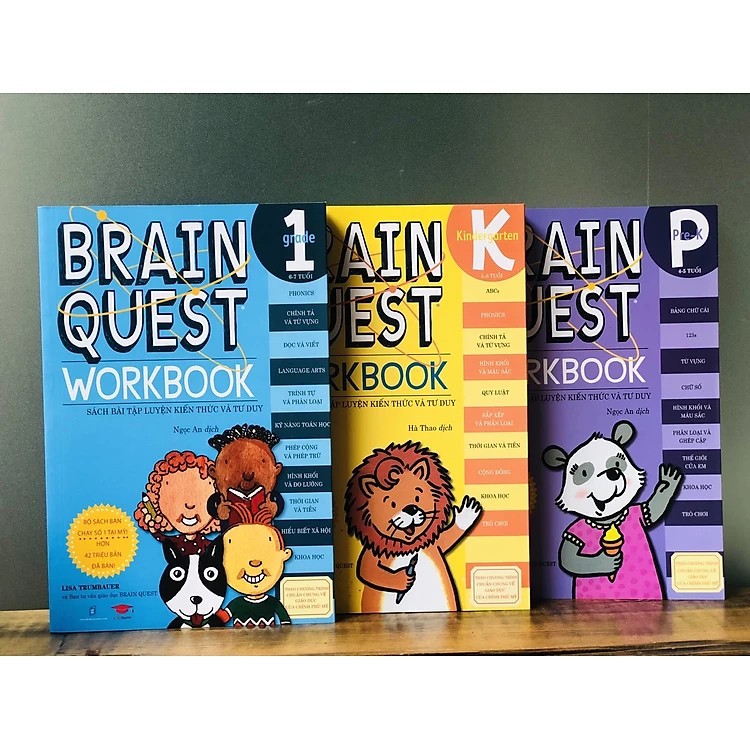 Sách Brain Quest Workbook - Bài tập song ngữ luyện kiến thức và tư duy cho trẻ ( Bộ 3 cuốn 3 - 7 tuổi )