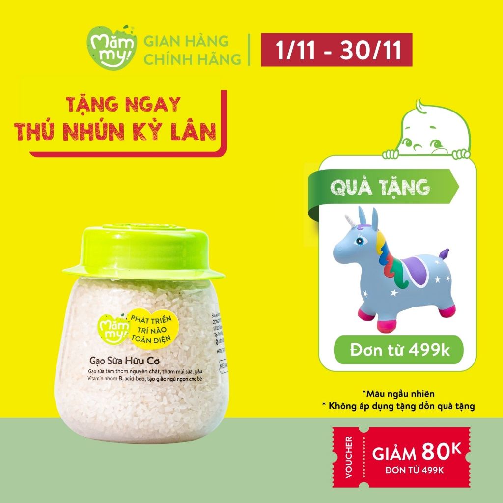 Gạo sữa hữu cơ Mămmy nấu cháo ăn dặm cho bé từ 6 tháng hũ 140gr