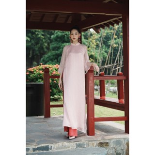   XÉO XỌ  Set áo dài Hoa Điều Chất liệu Organza 100% Tơ tằm Dáng suông Tay lửng 