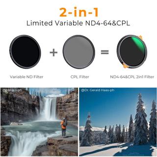 Filter K&F ND4-ND64 (2-6 Stop) Variable and CPL - Filter 2 in 1