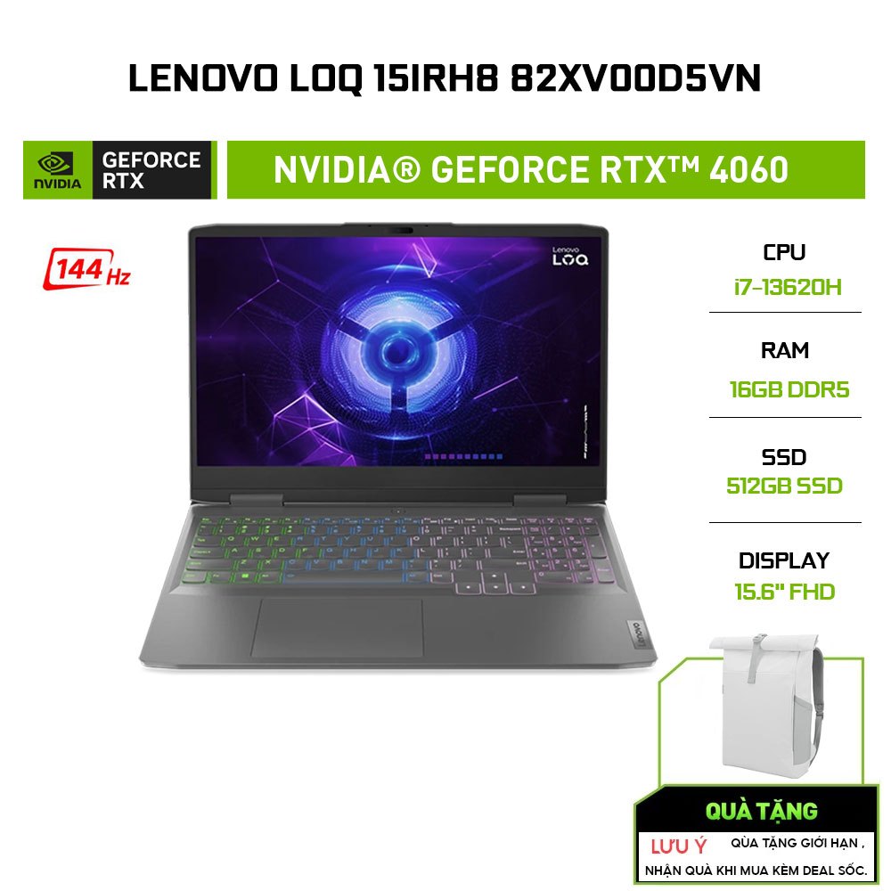 Laptop Gaming Lenovo LOQ 15IRH8 82XV00D5VN i7-13620H|16GB|512GB|RTX™ 4060 8GB|15.6'