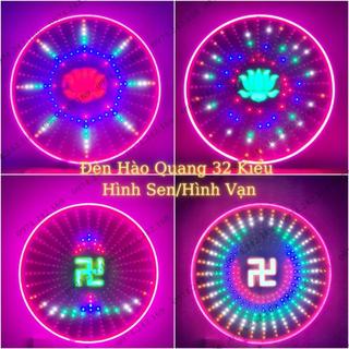 Đèn thờ hào quang 32 kiểu hình sen và hình vạn 22cm-50cm