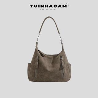 Túi nữ đeo chéo Tuinhacam túi tote đeo vai cỡ lớn đa năng có khoá kéo hốc để điện thoại mang đi học đi làm - TNC107