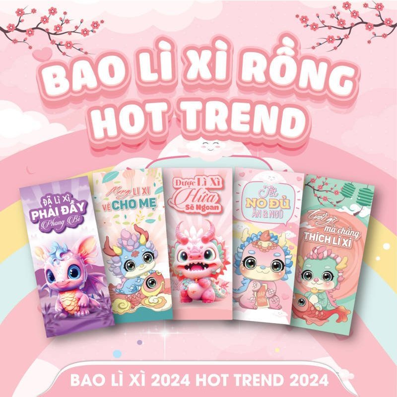 Bao lì xì Tết Giáp Thìn 2024 dễ thương độc đáo