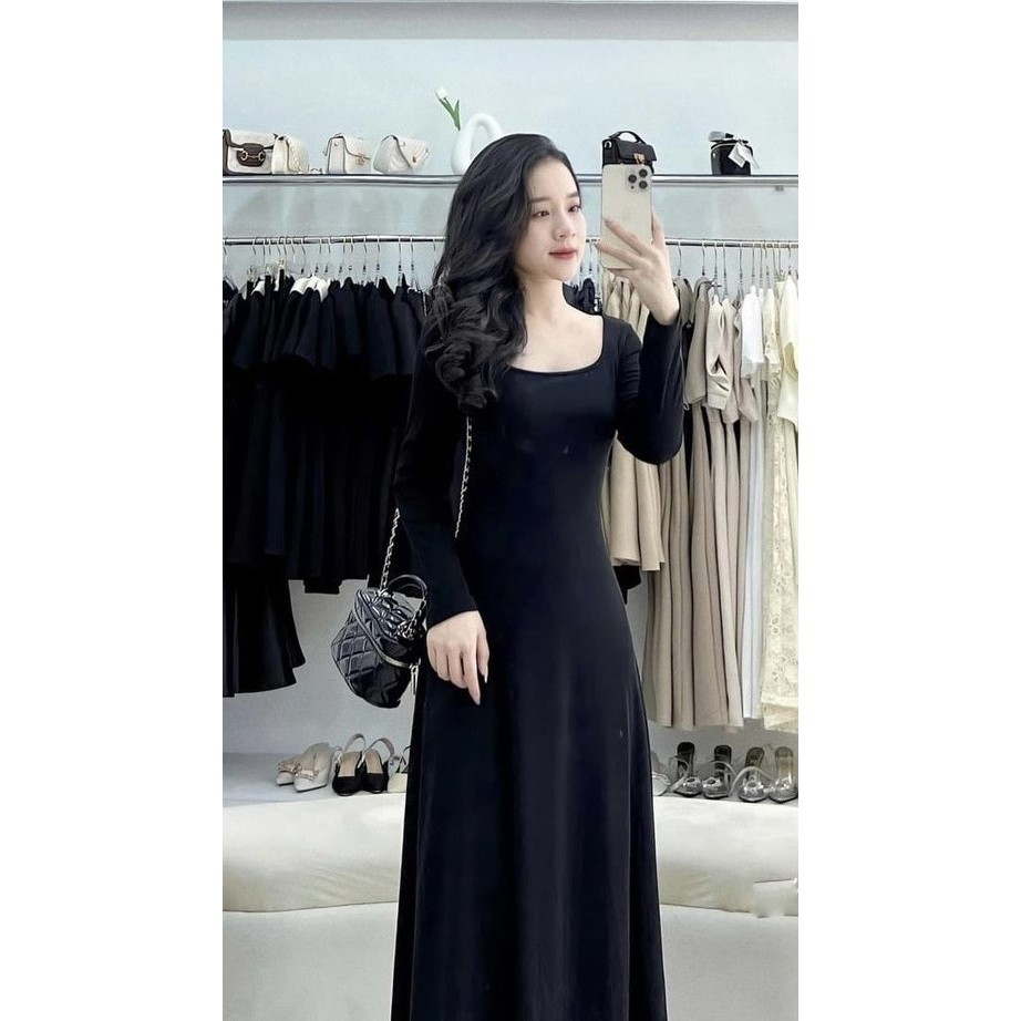 Váy đen trơn mặc mùa đông chất liệu zip 3 size S M L form từ 40 - 65kg