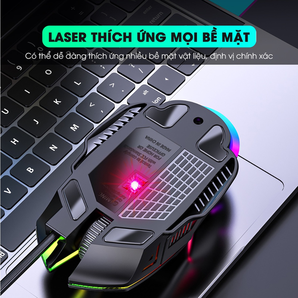 Chuột máy tính gaming có dây ZENDOTECH S800 đèn led RGB 6 nút bấm 3200 DPI cho game thủ làm việc văn phòng - Chính hãng