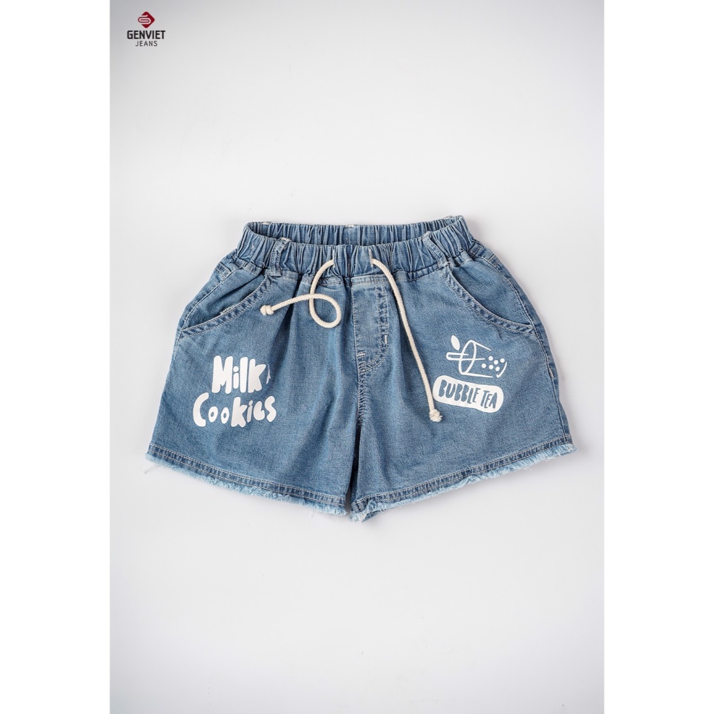 [Mã FATOP12 giảm 30K đơn 150K] Quần Short Genviet Bé Gái Jeans Dáng A KQ428J8356