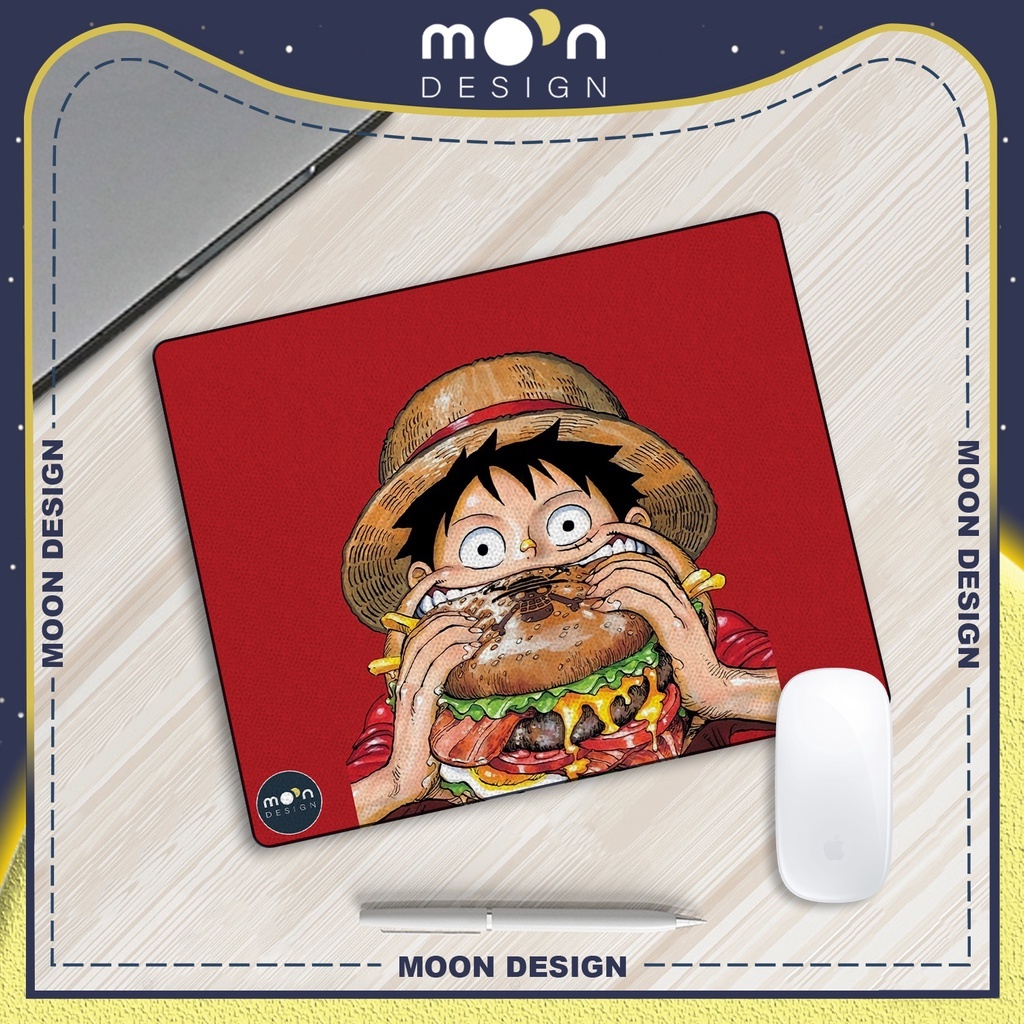 Miếng Lót Chuột Gaming in hình Luffy Gear 5 Pad Decor bàn làm việc size Tròn 25/35/21x26/25x31