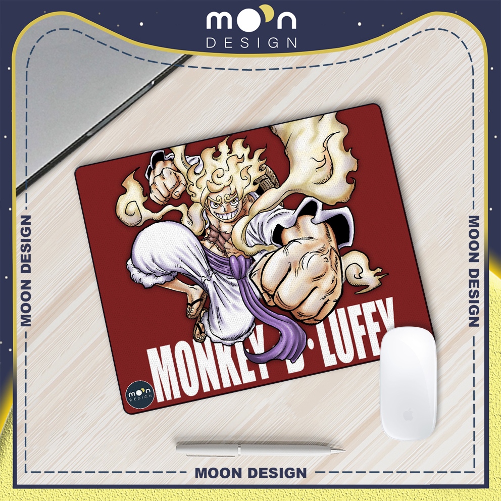 Miếng Lót Chuột Gaming in hình Luffy Gear 5 Pad Decor bàn làm việc size Tròn 25/35/21x26/25x31