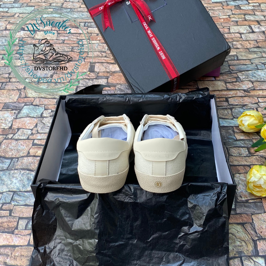 Giày Sneaker ysl trắng kem. giày nam nữ từ 36 đến 43