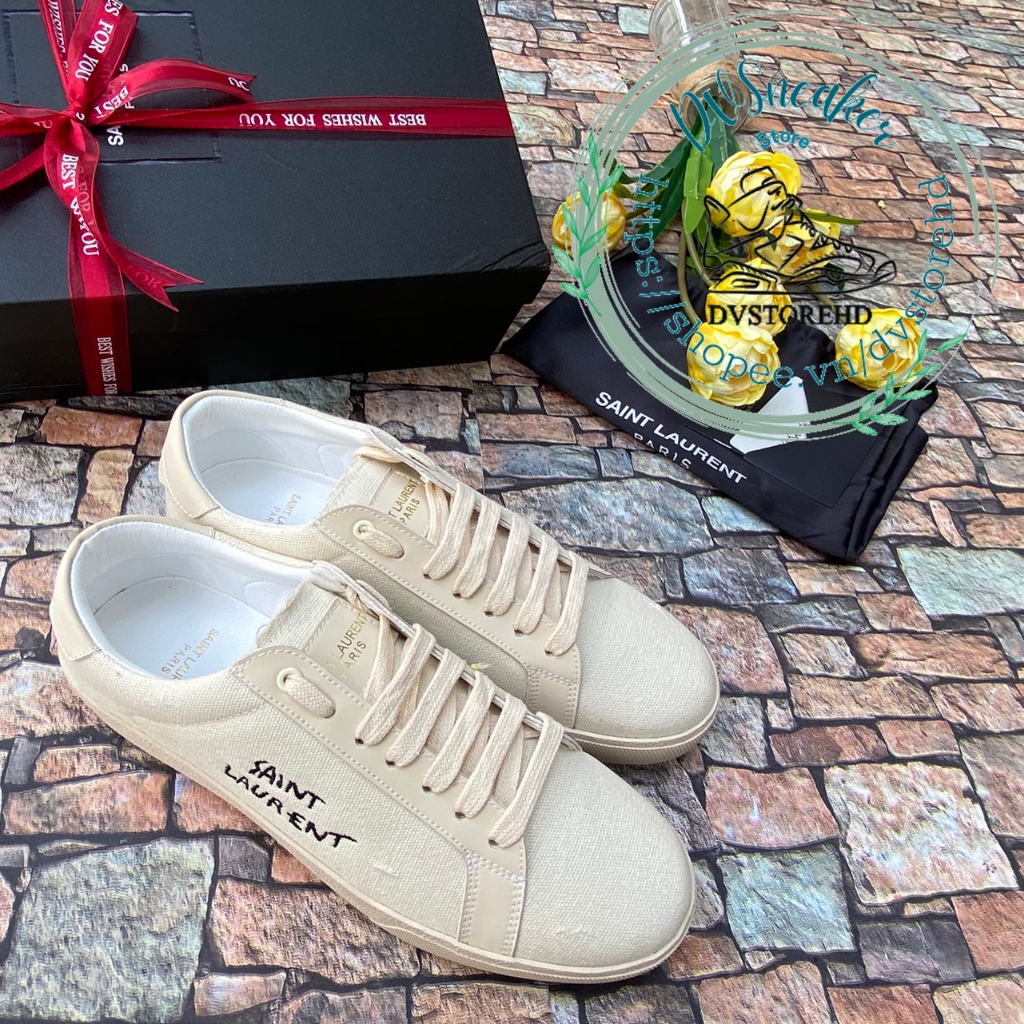 Giày Sneaker ysl trắng kem. giày nam nữ từ 36 đến 43
