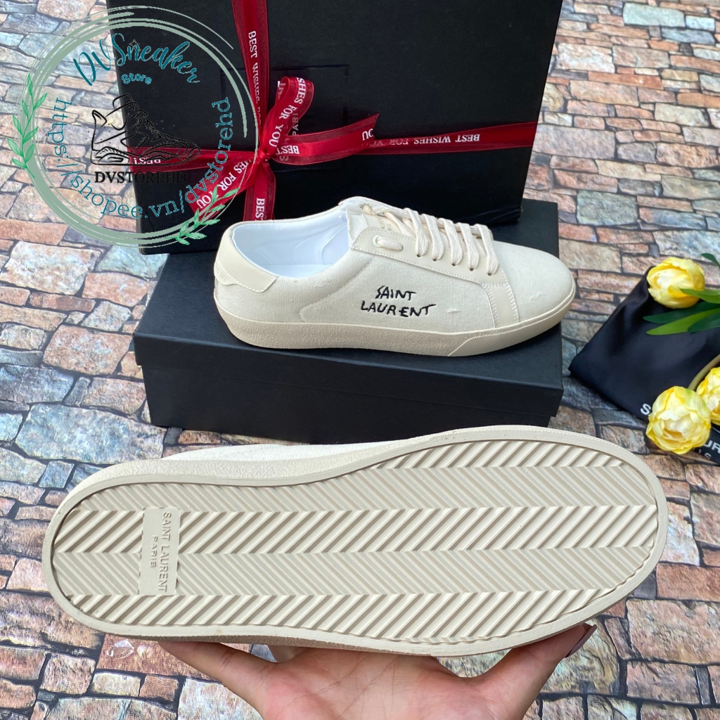Giày Sneaker ysl trắng kem. giày nam nữ từ 36 đến 43