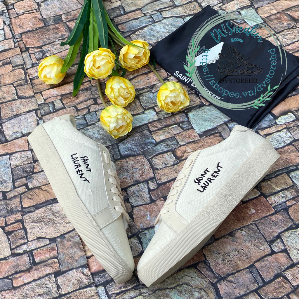 Giày Sneaker ysl trắng kem. giày nam nữ từ 36 đến 43