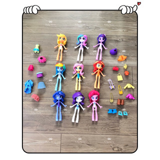 Set 9 búp bê Pony + phụ kiện đáng yêu, búp bê cao 10cm thay được quần áo giầy dép...
