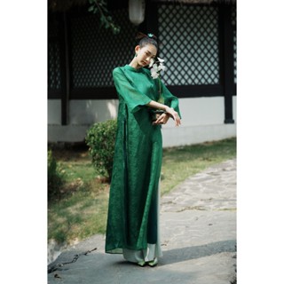   XÉO XỌ  Set áo dài Lục Dĩnh Chất liệu Organza 100% Tơ tằm Dáng suông Tay lửng 