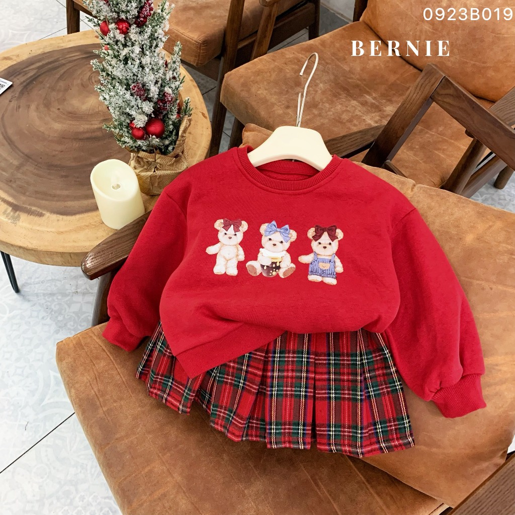 SET ÁO NỈ ĐỎ KÈM CV KẺ BÉ GÁI- C327