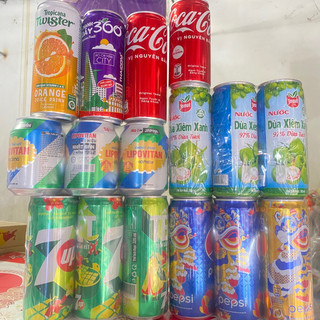 Nước ngọt lon các loại Cam/ coca cola/ nước dừa xiêm/ 7up/ pepsi/chanh dây, nước ngọt có ga, không ga loại ngon