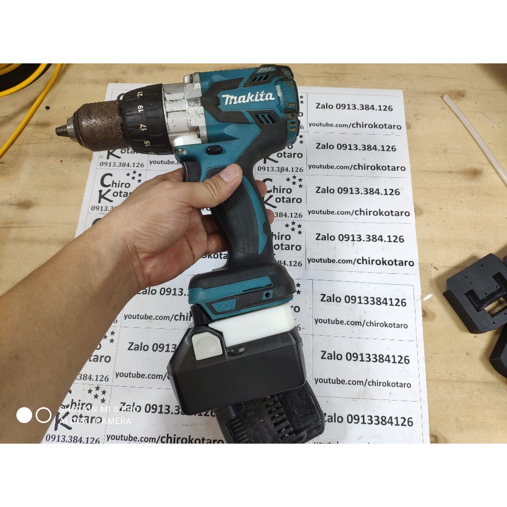 Đế chuyển máy Makita LXT, máy tàu 18V-21V loại 2 chân và 3 chân sang dùng pin Hitachi Li-ion 14V-18V