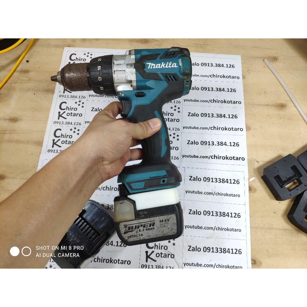 Đế chuyển máy Makita LXT, máy tàu 18V-21V loại 2 chân và 3 chân sang dùng pin Hitachi Li-ion 14V-18V