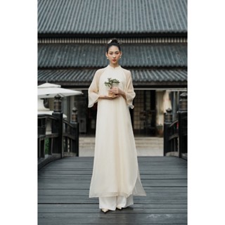   XÉO XỌ  Set áo dài Hồ Dĩnh Chất liệu Organza 100% Tơ tằm Dáng suông Tay lửng 