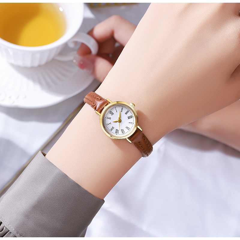 Đồng Hồ Nữ Dây Da Mặt Nhỏ Phong Cách Vintage DH19