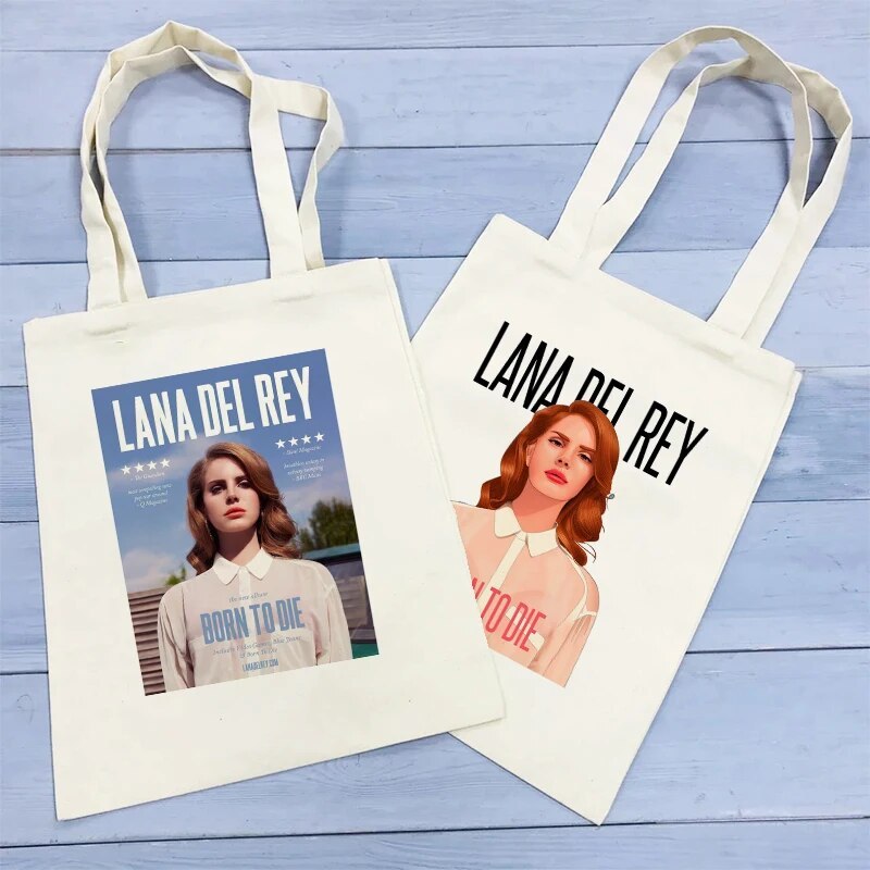 Túi Tote Vải Canvas In Hình Lana Del Rey Born To Die, Ultraviolence Album US-UK Pop Star Quà Tặng cho Fans