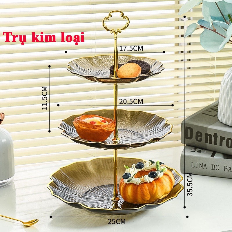 Khay, kệ 3 tầng đựng bánh kẹo cao cấp phong cách hiện đại sang trọng