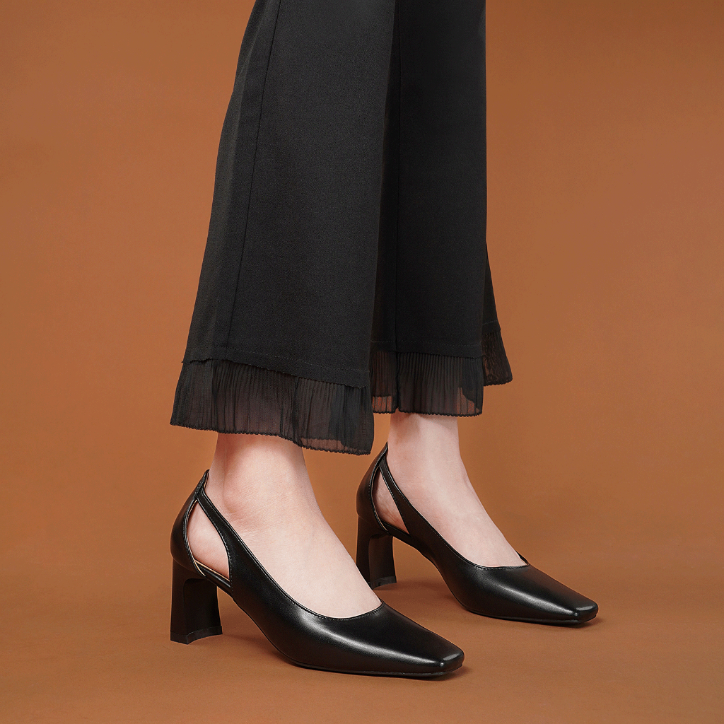 Giày cao gót nữ DILY mũi vuông thời trang kiểu dáng basic, giày bít thiết kế cut-out gót trụ cao 6cm AA0457