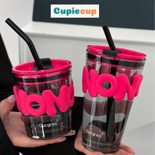 Cốc Thủy Tinh, Ly Uống Nước Kèm Đai Silicon 3D Chống Nóng, Độc Đáo, Đựng Trà Sữa, Cafe Siêu Xinh BTT015