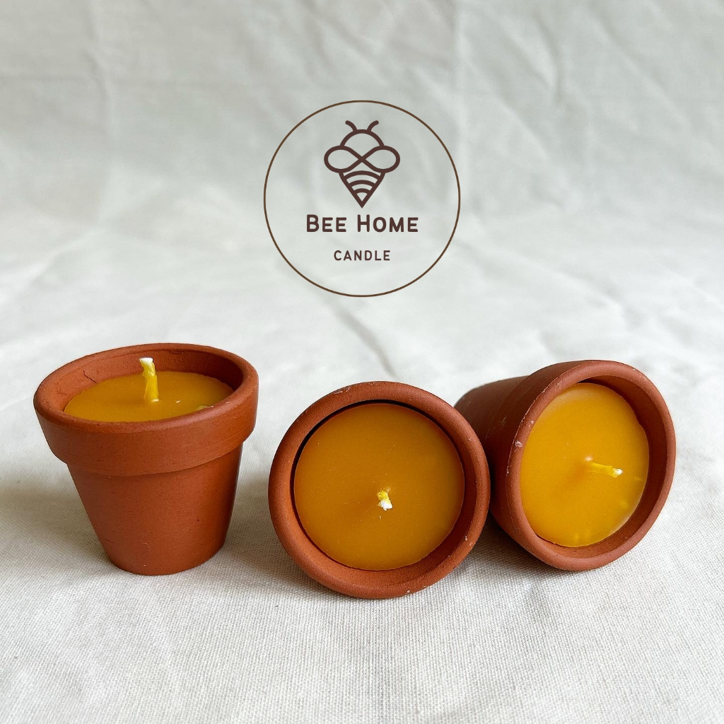 Nến hũ đất nung nhỏ, nến sáp ong thiên nhiên nguyên chất chất lượng cao, cháy bền cho ánh sáng đẹp