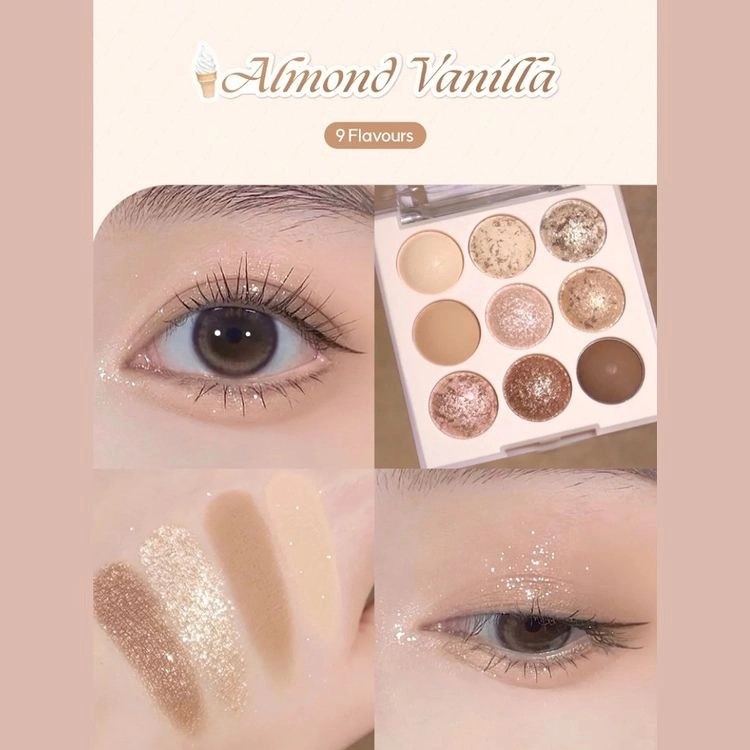 Bảng Phấn Mắt Dasique 9 Màu Và 18 Màu Summer Coral Almond Vanilla Candy Berry Beige Knit