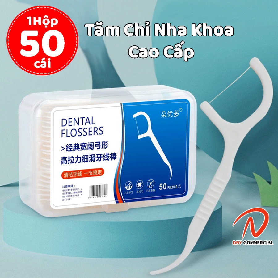 Tăm chỉ nha khoa, hộp 50 chiếc chính hãng, cái tiện lợi, an toàn cho sức khỏe