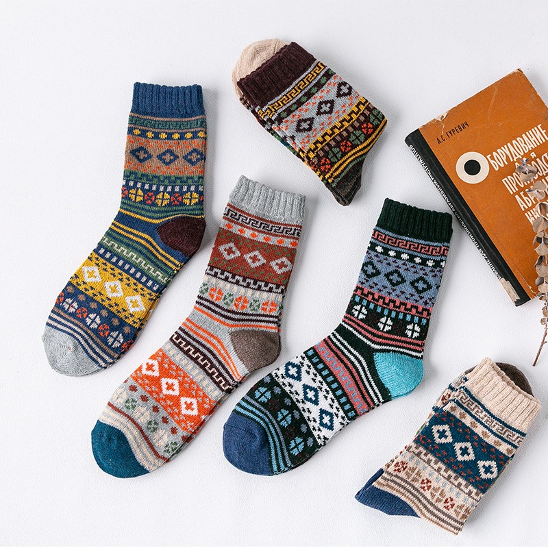 Vớ tất thổ cẩm M9 phong cách Boho cao giữa bắp chân