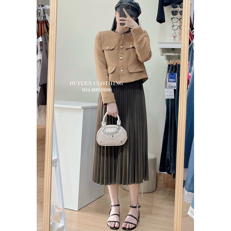 VÁY XẾP LY LIỀN ÁO KÈM KHOÁC DẠ