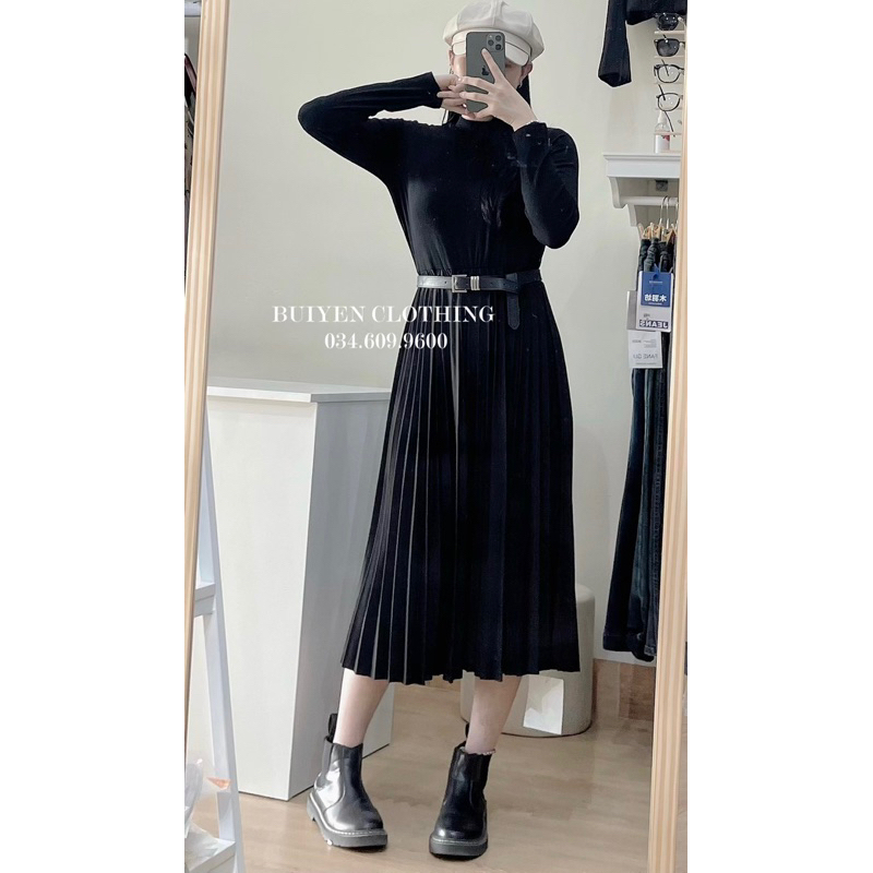 VÁY XẾP LY LIỀN ÁO KÈM KHOÁC DẠ