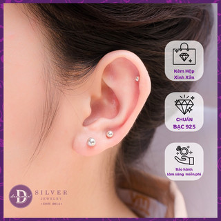 Bông tai bi bạc - bông tai bạc 925 hoa tai dottie chấm bi tròn trơn đủ size 2mm/3mm/4mm/5mm dottie unisex