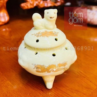 Lư trầm sứ màu vàng ngà, Lư đốt trầm hàng loại 1 cao cấp
