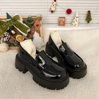 Giày búp bê Lolita nữ da bóng đế cao mũi tròn xinh xắn phong cách Hàn Quốc - FLORA G66