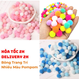 Bông trang trí nhiều màu pompom bbne62